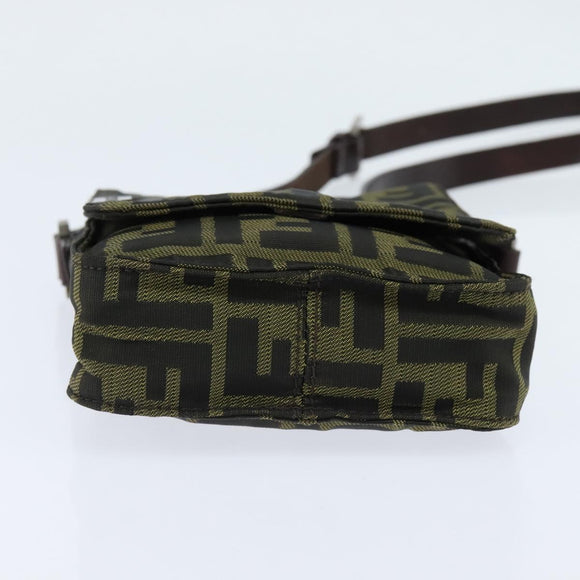 FENDI Zucca Canvas Shoulder Bag Brown Black Auth 147906