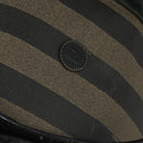 FENDI Pecan Canvas Boston Bag PVC 2way Black Brown gold Auth 147908-19