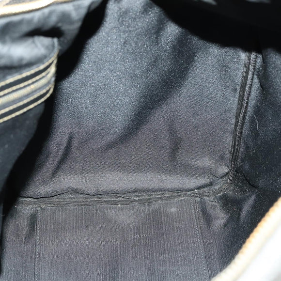 FENDI Pecan Canvas Boston Bag PVC 2way Black Brown gold Auth 147908