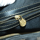 FENDI Pecan Canvas Boston Bag PVC 2way Black Brown gold Auth 147908-25