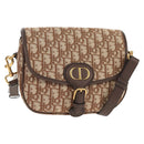 Christian Dior Trotter Canvas Bobby Shoulder Bag Brown Gold Auth 147910M-1