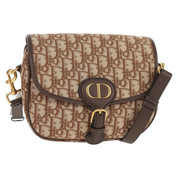 Christian Dior Trotter Canvas Bobby Shoulder Bag Brown Gold Auth 147910M