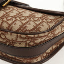 Christian Dior Trotter Canvas Bobby Shoulder Bag Brown Gold Auth 147910M-17