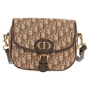 Christian Dior Trotter Canvas Bobby Shoulder Bag Brown Gold Auth 147910M-14
