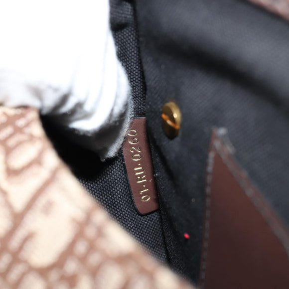 Christian Dior Trotter Canvas Bobby Shoulder Bag Brown Gold Auth 147910M