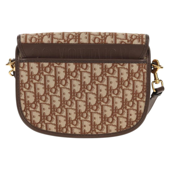 Christian Dior Trotter Canvas Bobby Shoulder Bag Brown Gold Auth 147910M