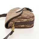 Christian Dior Trotter Canvas Bobby Shoulder Bag Brown Gold Auth 147910M-4
