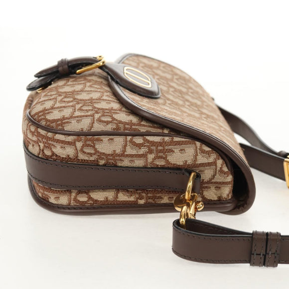 Christian Dior Trotter Canvas Bobby Shoulder Bag Brown Gold Auth 147910M