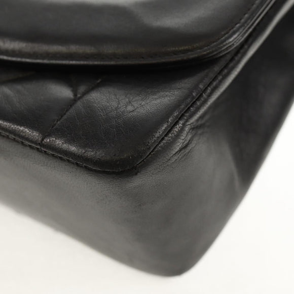 CHANEL Matelasse Chain Diana Shoulder Bag Lamb Skin Black Gold CC Auth 147913V