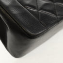 CHANEL Matelasse Chain Diana Shoulder Bag Lamb Skin Black Gold CC Auth 147913V-17