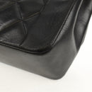 CHANEL Matelasse Chain Diana Shoulder Bag Lamb Skin Black Gold CC Auth 147913V-18