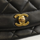 CHANEL Matelasse Chain Diana Shoulder Bag Lamb Skin Black Gold CC Auth 147913V-19