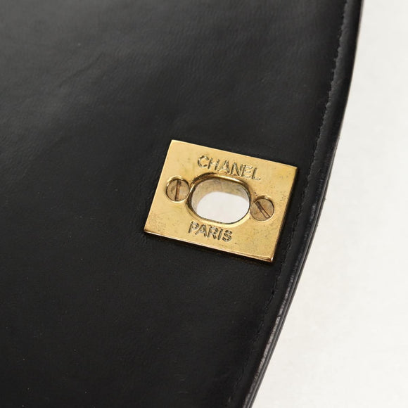 CHANEL Matelasse Chain Diana Shoulder Bag Lamb Skin Black Gold CC Auth 147913V