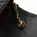 CHANEL Matelasse Chain Diana Shoulder Bag Lamb Skin Black Gold CC Auth 147913V-21