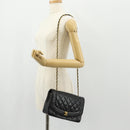 CHANEL Matelasse Chain Diana Shoulder Bag Lamb Skin Black Gold CC Auth 147913V-27