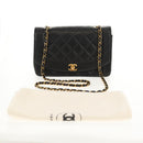 CHANEL Matelasse Chain Diana Shoulder Bag Lamb Skin Black Gold CC Auth 147913V-13