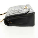 CHANEL Matelasse Chain Diana Shoulder Bag Lamb Skin Black Gold CC Auth 147913V-4