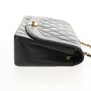 CHANEL Matelasse Chain Diana Shoulder Bag Lamb Skin Black Gold CC Auth 147913V-5