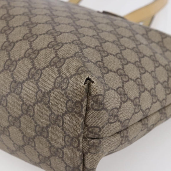 GUCCI GG Supreme Tote Bag PVC Beige Silver 211137 Auth 147938