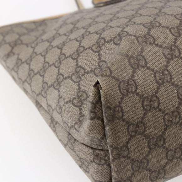 GUCCI GG Supreme Tote Bag PVC Beige Silver 211137 Auth 147938
