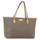 GUCCI GG Supreme Tote Bag PVC Beige Silver 211137 Auth 147938-1