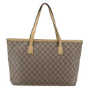 GUCCI GG Supreme Tote Bag PVC Beige Silver 211137 Auth 147938-2