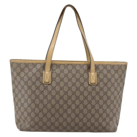 GUCCI GG Supreme Tote Bag PVC Beige Silver 211137 Auth 147938 - 0