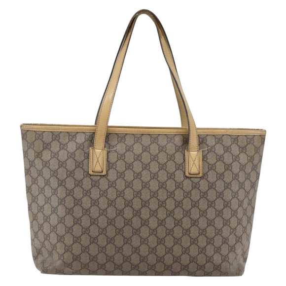 GUCCI GG Supreme Tote Bag PVC Beige Silver 211137 Auth 147938