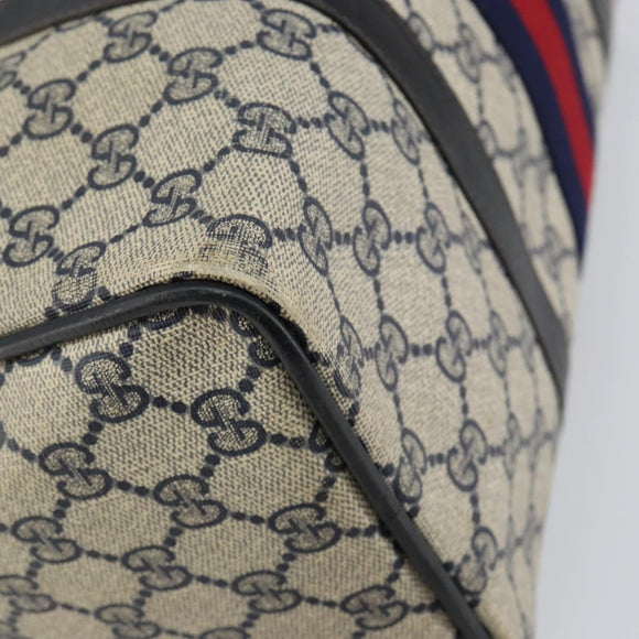GUCCI GG Supreme Sherry Line Boston Bag PVC Navy Gold 012 3842 33 39 Auth 147940