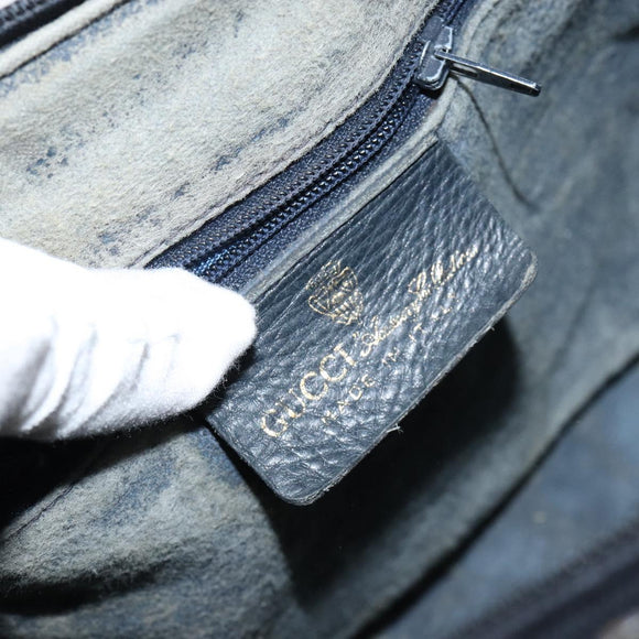 GUCCI GG Supreme Sherry Line Boston Bag PVC Navy Gold 012 3842 33 39 Auth 147940