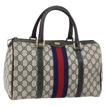 GUCCI GG Supreme Sherry Line Boston Bag PVC Navy Gold 012 3842 33 39 Auth 147940