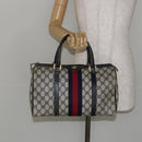 GUCCI GG Supreme Sherry Line Boston Bag PVC Navy Gold 012 3842 33 39 Auth 147940-22