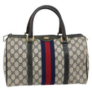 GUCCI GG Supreme Sherry Line Boston Bag PVC Navy Gold 012 3842 33 39 Auth 147940-13