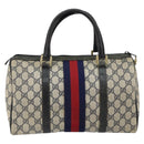GUCCI GG Supreme Sherry Line Boston Bag PVC Navy Gold 012 3842 33 39 Auth 147940-2