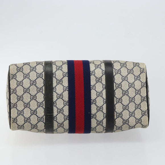 GUCCI GG Supreme Sherry Line Boston Bag PVC Navy Gold 012 3842 33 39 Auth 147940