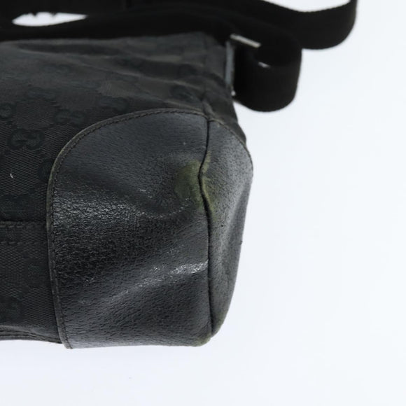 GUCCI GG Canvas Shoulder Bag Black Silver 114273 Auth 147943