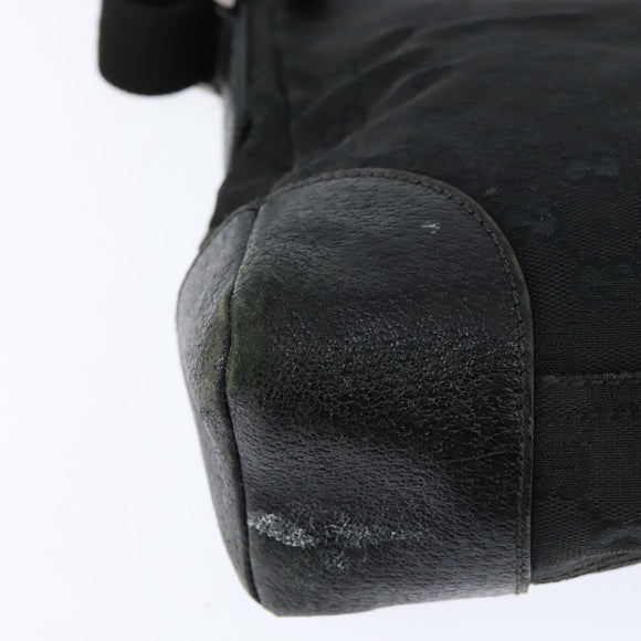 GUCCI GG Canvas Shoulder Bag Black Silver 114273 Auth 147943