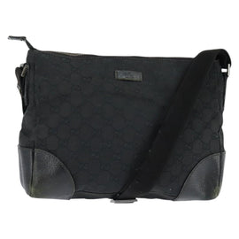 GUCCI GG Canvas Shoulder Bag Black Silver 114273 Auth 147943