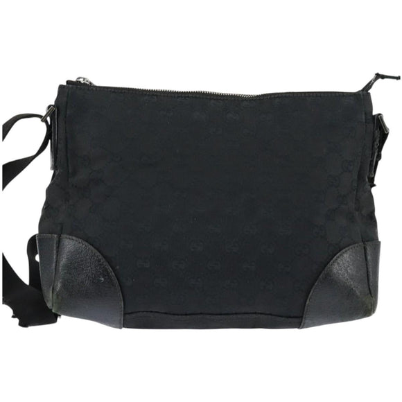 GUCCI GG Canvas Shoulder Bag Black Silver 114273 Auth 147943