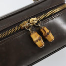 GUCCI Bamboo Vanity Hand Bag Leather Brown Gold 032 1705 0151 Auth 147944-18