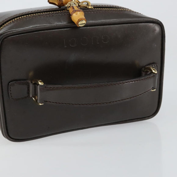 GUCCI Bamboo Vanity Hand Bag Leather Brown Gold 032 1705 0151 Auth 147944