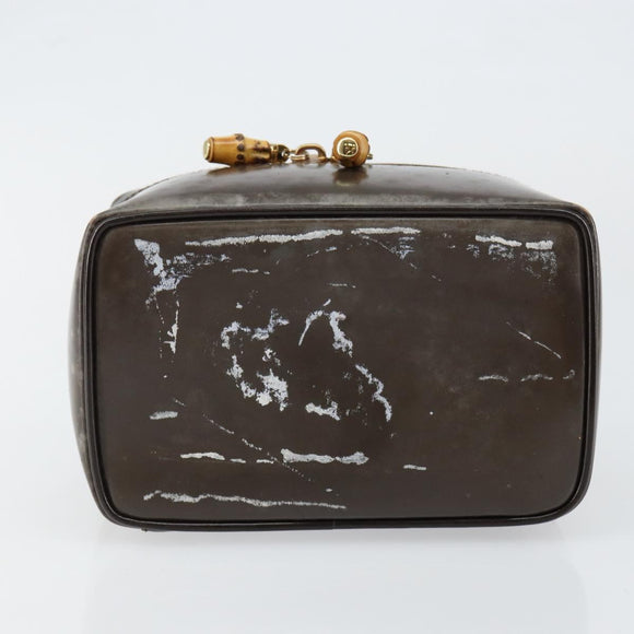 GUCCI Bamboo Vanity Hand Bag Leather Brown Gold 032 1705 0151 Auth 147944