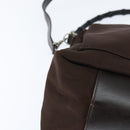 GUCCI Bamboo Hand Bag Nylon 2way Brown Silver 000 2404 Auth 147946-15