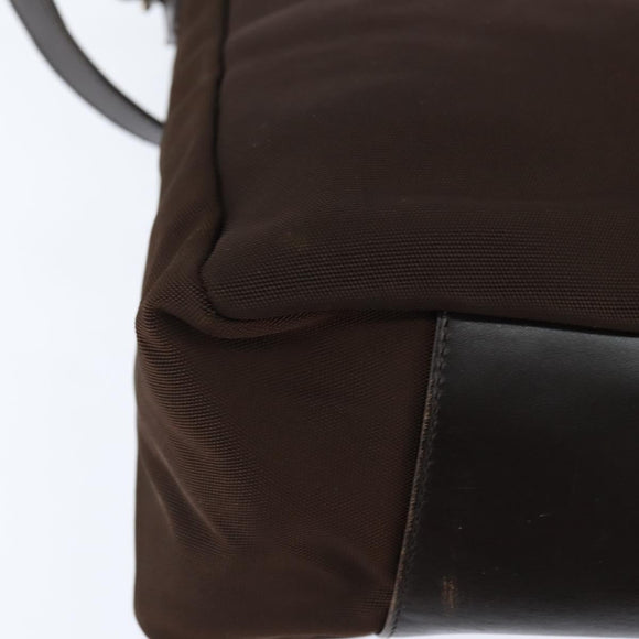 GUCCI Bamboo Hand Bag Nylon 2way Brown Silver 000 2404 Auth 147946