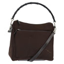 GUCCI Bamboo Hand Bag Nylon 2way Brown Silver 000 2404 Auth 147946-1