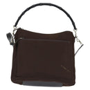 GUCCI Bamboo Hand Bag Nylon 2way Brown Silver 000 2404 Auth 147946-13