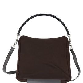 GUCCI Bamboo Hand Bag Nylon 2way Brown Silver 000 2404 Auth 147946 - 0