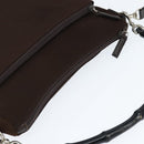 GUCCI Bamboo Hand Bag Nylon 2way Brown Silver 000 2404 Auth 147946-6