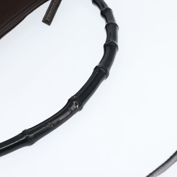 GUCCI Bamboo Hand Bag Nylon 2way Brown Silver 000 2404 Auth 147946