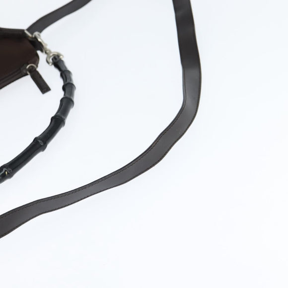 GUCCI Bamboo Hand Bag Nylon 2way Brown Silver 000 2404 Auth 147946